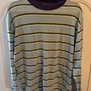 Striped Long Sleeve Shirt - Blue and Green